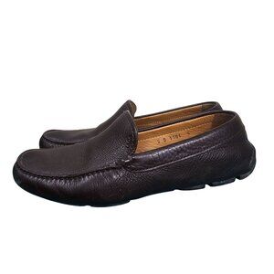 Prada Youth Boy Driving Loafers UK 5 US 6 Brown Pebbled Leather Made In Italy